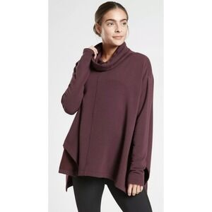 Athleta‎ Ethereal Brushed Funnel Neck Sweatshirt Poncho Burgundy XXS 510381 Cozy